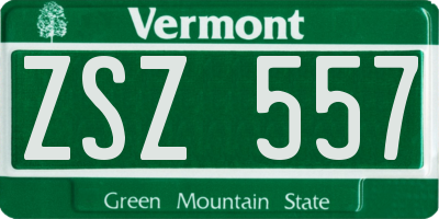 VT license plate ZSZ557