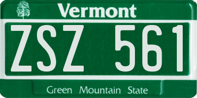 VT license plate ZSZ561
