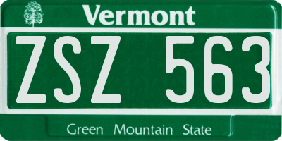 VT license plate ZSZ563