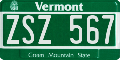 VT license plate ZSZ567
