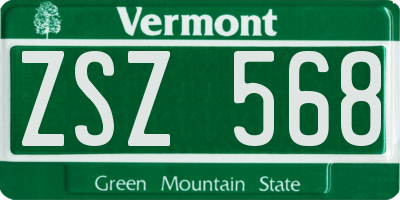 VT license plate ZSZ568