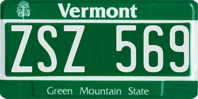 VT license plate ZSZ569