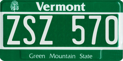 VT license plate ZSZ570