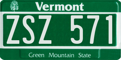 VT license plate ZSZ571