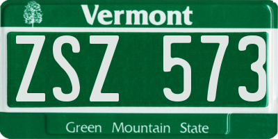 VT license plate ZSZ573