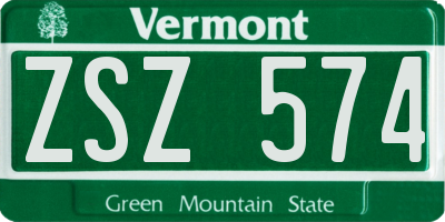 VT license plate ZSZ574