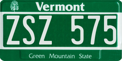 VT license plate ZSZ575