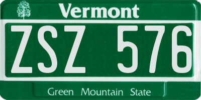 VT license plate ZSZ576