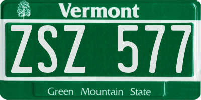 VT license plate ZSZ577