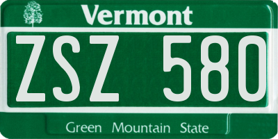 VT license plate ZSZ580