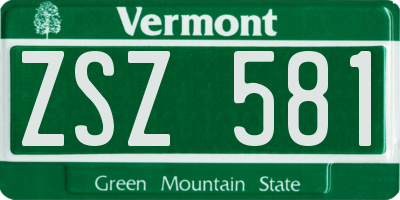 VT license plate ZSZ581