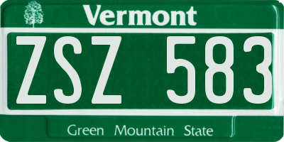 VT license plate ZSZ583