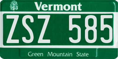 VT license plate ZSZ585