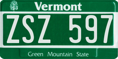 VT license plate ZSZ597