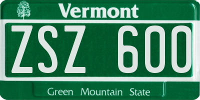 VT license plate ZSZ600