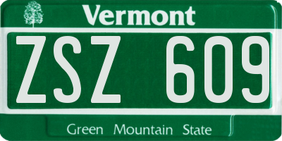 VT license plate ZSZ609