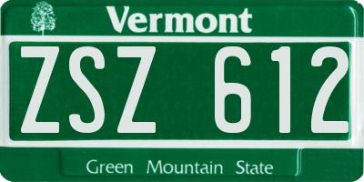 VT license plate ZSZ612