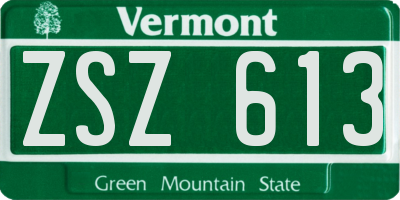 VT license plate ZSZ613