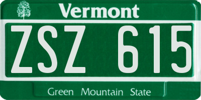 VT license plate ZSZ615