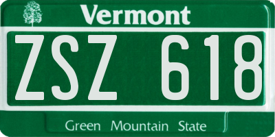 VT license plate ZSZ618