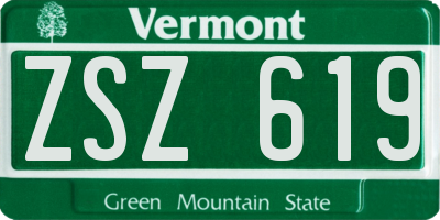 VT license plate ZSZ619