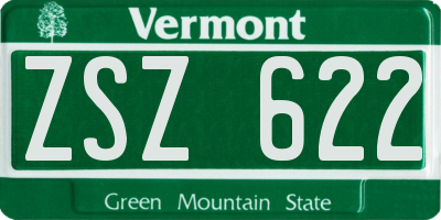 VT license plate ZSZ622