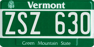 VT license plate ZSZ630