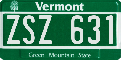 VT license plate ZSZ631