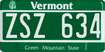 VT license plate ZSZ634