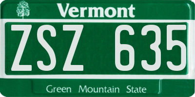 VT license plate ZSZ635