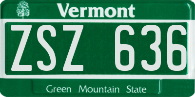 VT license plate ZSZ636