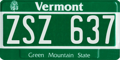 VT license plate ZSZ637