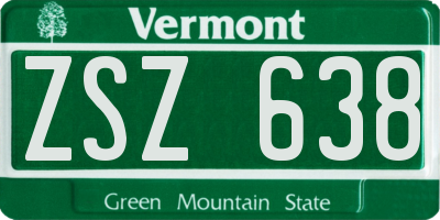 VT license plate ZSZ638