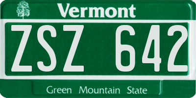 VT license plate ZSZ642