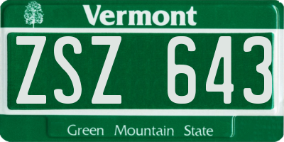 VT license plate ZSZ643