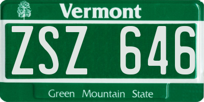 VT license plate ZSZ646