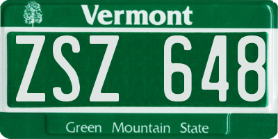 VT license plate ZSZ648