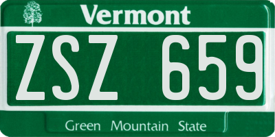 VT license plate ZSZ659