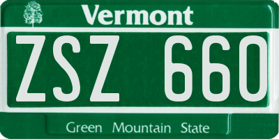 VT license plate ZSZ660