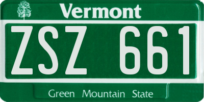 VT license plate ZSZ661