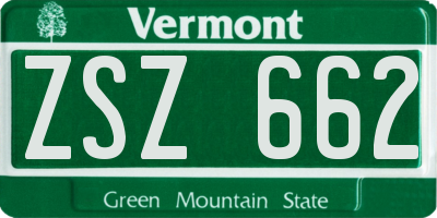 VT license plate ZSZ662