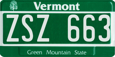 VT license plate ZSZ663