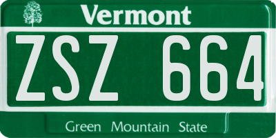 VT license plate ZSZ664