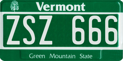 VT license plate ZSZ666