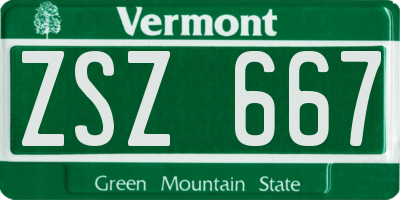 VT license plate ZSZ667