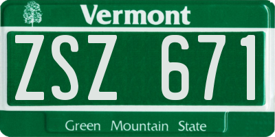 VT license plate ZSZ671