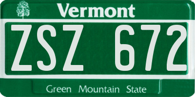VT license plate ZSZ672