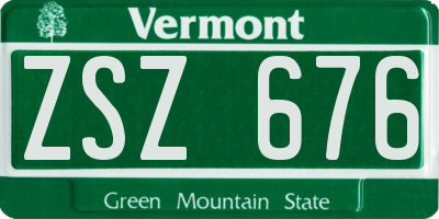 VT license plate ZSZ676