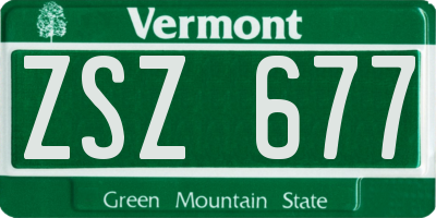 VT license plate ZSZ677