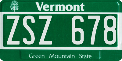 VT license plate ZSZ678